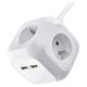 Prodlužovací kabel kostka 1.9m 4 zásuvky 250V + 2xUSB, bílá