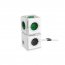 POWERCUBE zásuvka rozbočovač 4x240V + 2xUSB, 1.5 m, šedá
