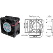 Ventilátor 12V/ 40x40 x 20 mm 6000 ot/min
