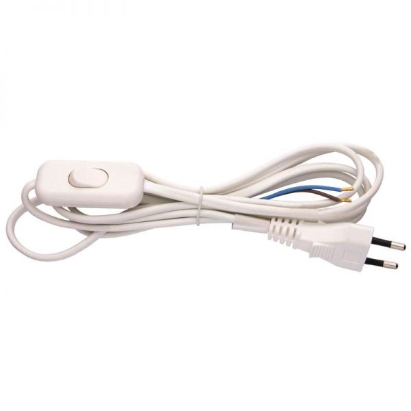 Flexo kabel s vypínačem 3m/2x0,75 bílá šňůra/PVC - Kliknutím na obrázek zavřete
