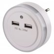 LED noční orientační světlo do zásuvky s 2x USB P3313