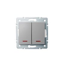 Tlačítko dvojité č. 1/0+1/0 s LED kontrolkou LOGI, stříbrné