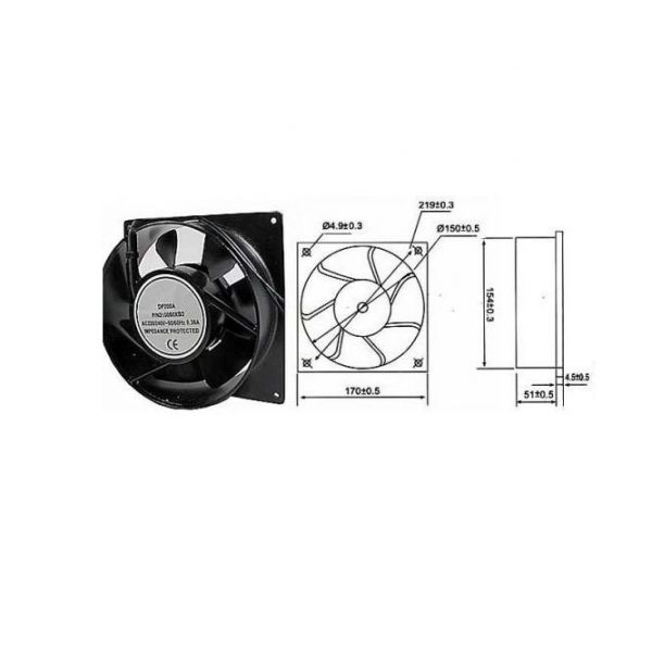 Ventilátor 230V/170x170 x 51 mm 2200 ot/min - Kliknutím na obrázek zavřete