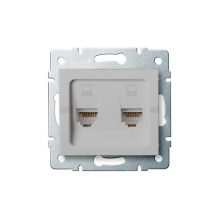 Zásuvka datová 2x RJ45 pro internet LOGI, stříbrná
