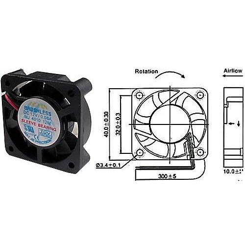 Ventilátor 12V/ 40x40 x 10 mm 5000 ot/min - Kliknutím na obrázek zavřete