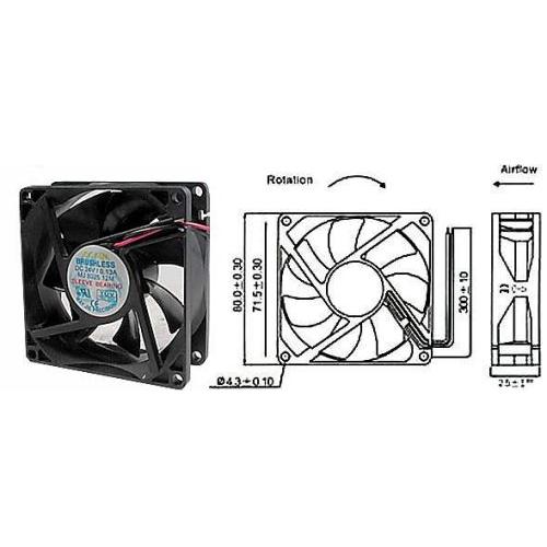 Ventilátor 24V/ 80x80 x 25 mm 3000 ot/min - Kliknutím na obrázek zavřete