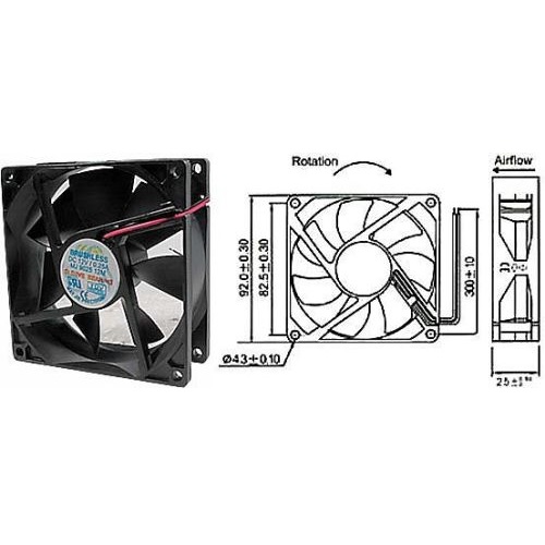 Ventilátor 12V/ 92x92 x 25 mm 2800 ot/min - Kliknutím na obrázek zavřete