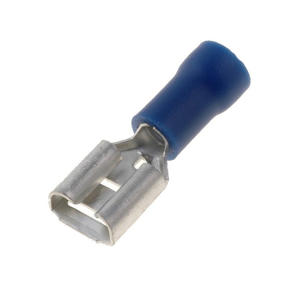 Faston-zdířka 6,3 mm modrá pro kabel 1,5-2,5 mm2