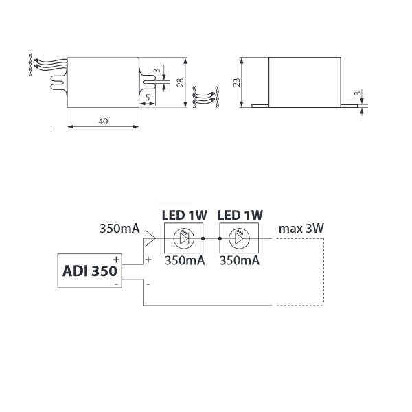 Led trafo proudové 350mA/ 3W Kanlux ADI 350 1-3W - Kliknutím na obrázek zavřete