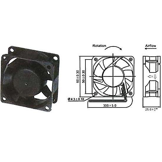 Ventilátor 12V/ 60x60 x 25 mm 4000 ot/min