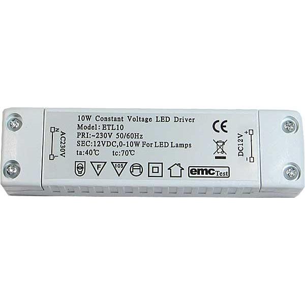 LED transformátor, trafo 12V/ 10W ETL10 napěťový - Kliknutím na obrázek zavřete