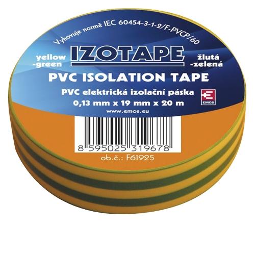 Izolační páska PVC 19/20 zelenožlutá Emos