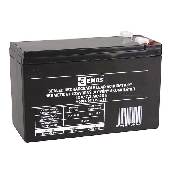 Akumulátor Pb 12V/ 7,2Ah SLA faston 6,3 mm - Kliknutím na obrázek zavřete