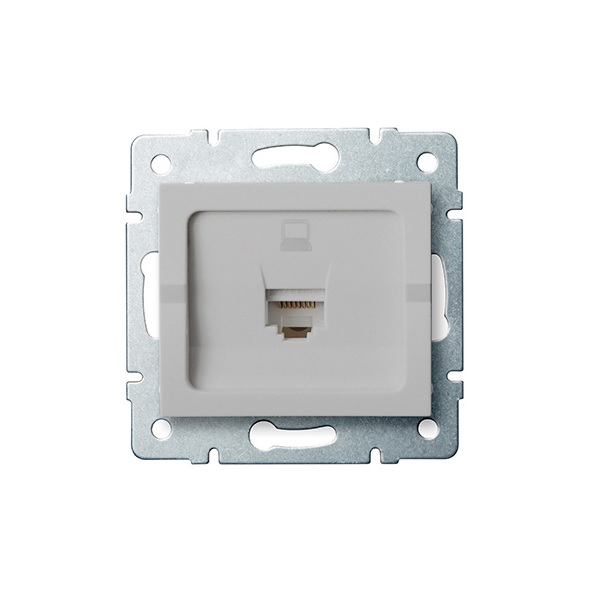 Zásuvka datová 1x RJ45 pro internet LOGI, stříbrná Kanlux