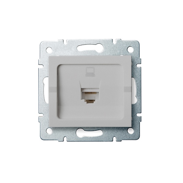 Zásuvka datová 1x RJ45 pro internet LOGI, stříbrná - Kliknutím na obrázek zavřete