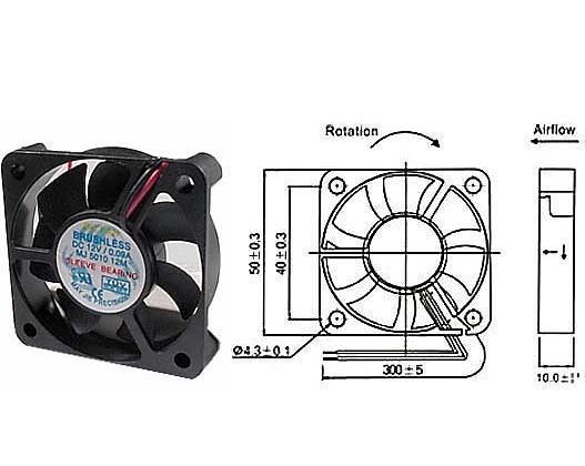 Ventilátor 12V/ 50x50 x 10 mm 5000 ot/min